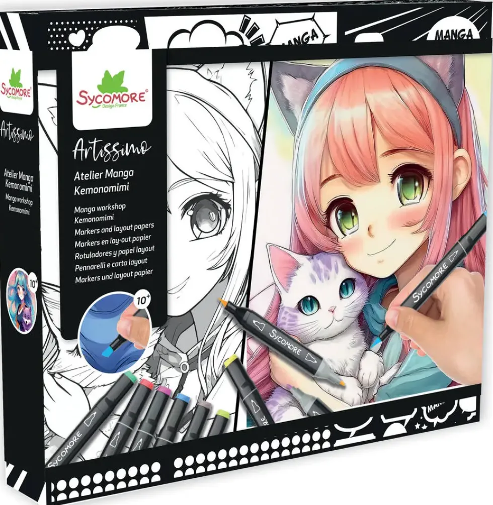 ARTISSIMO- 10 TABLEAUX ET 8 MARQUEURS MANGA - KEMONOMIMI