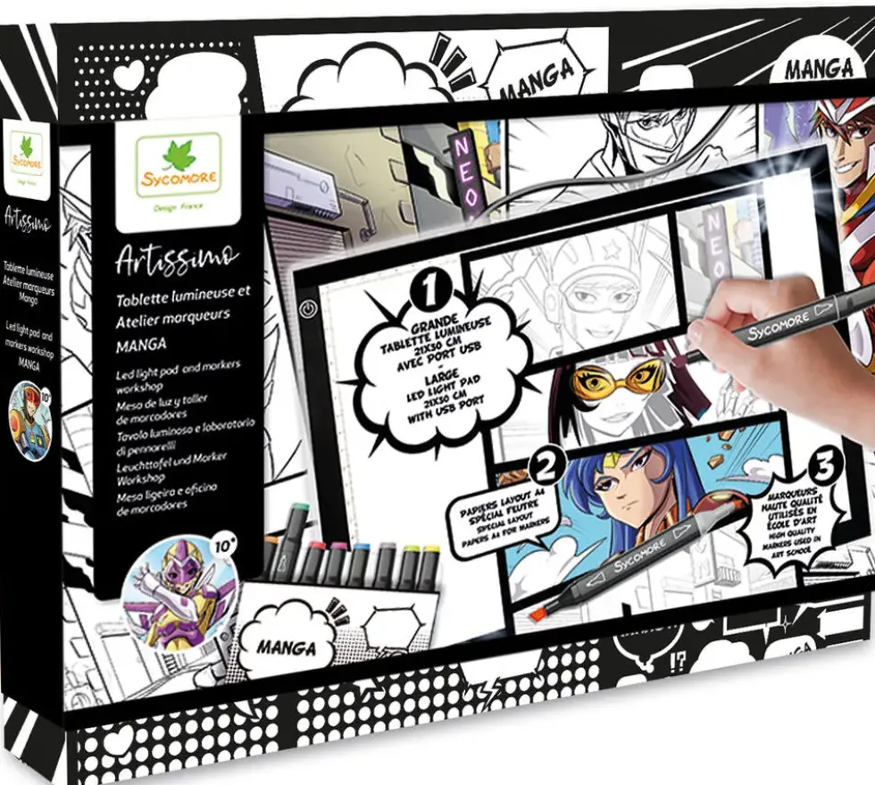 ARTISSIMO - TABLETTE LUMINEUSE XXL ET ATELIER MARQUEURS MANGA