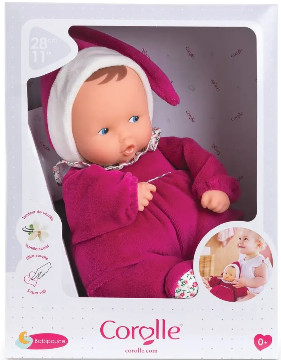 BABIPOUCE ROSE GRENADINE 28 CM - COROLLE MON DOUDOU