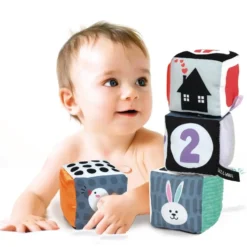 BABY CLEMENTONI - CUBES EN TISSU - NOIR ET BLANC