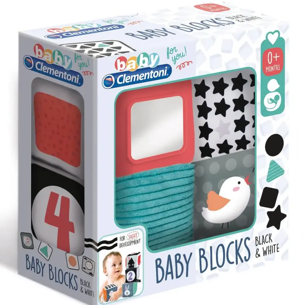 BABY CLEMENTONI - CUBES EN TISSU - NOIR ET BLANC