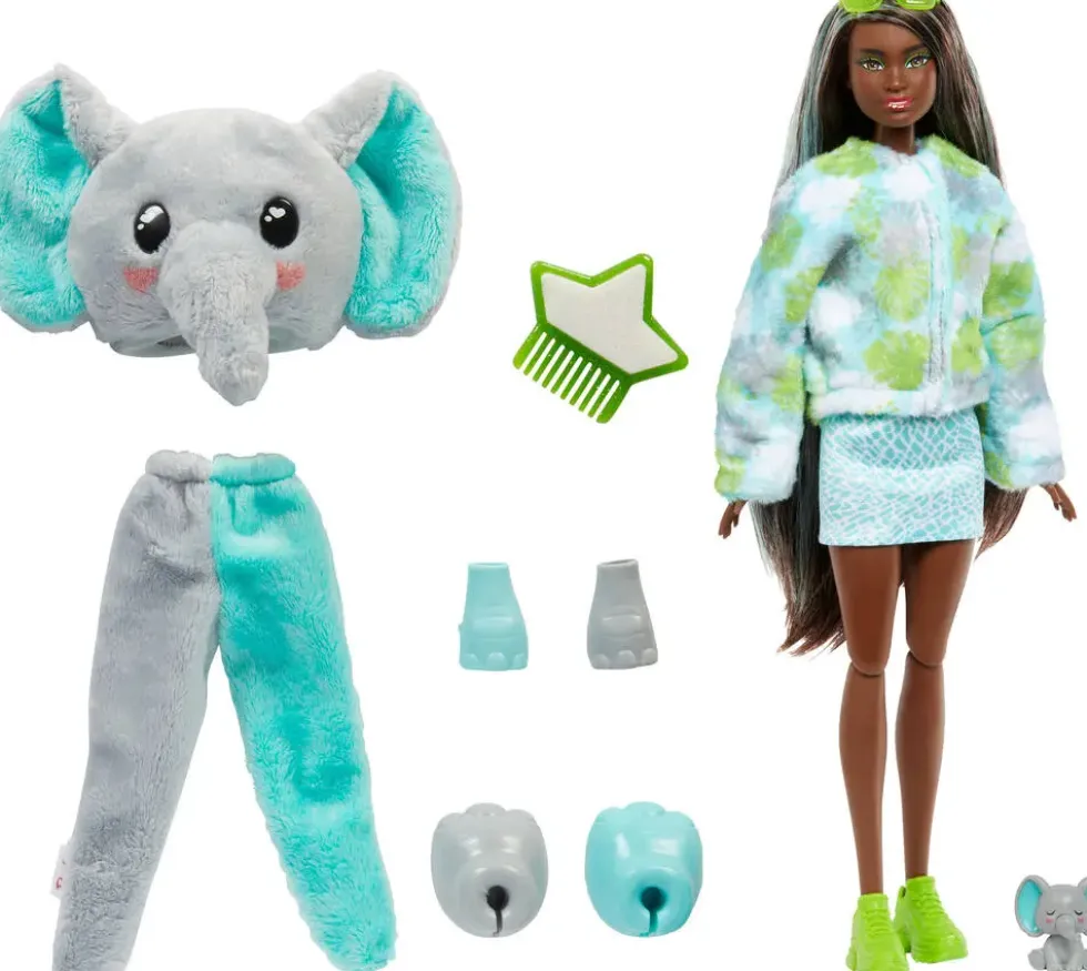 BARBIE - POUPEE CUTIE REVEAL SERIE JUNGLE AVEC ELEPHANT