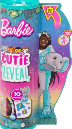BARBIE - POUPEE CUTIE REVEAL SERIE JUNGLE AVEC ELEPHANT