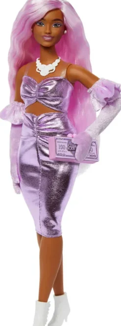 BARBIEPOUPEE DELUXE STYLE ROBE ROSE SATINE