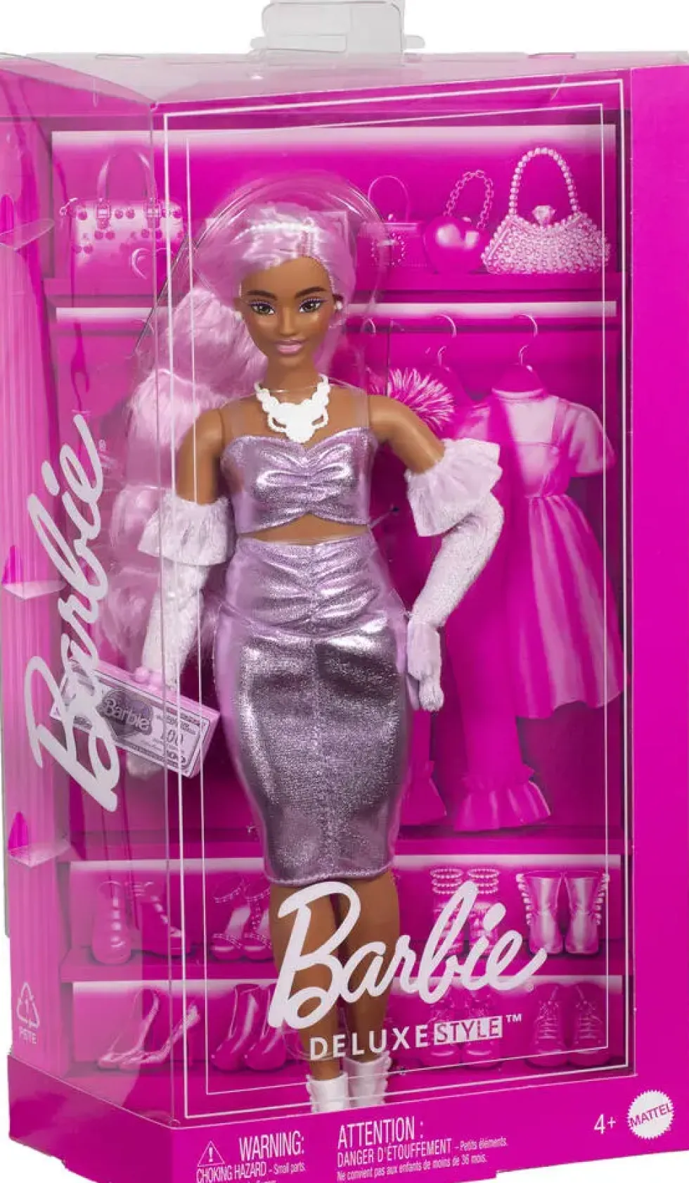 BARBIEPOUPEE DELUXE STYLE ROBE ROSE SATINE