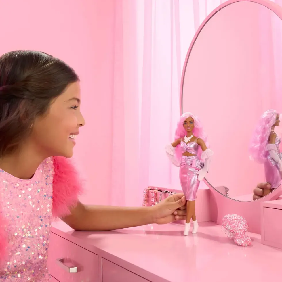 BARBIEPOUPEE DELUXE STYLE ROBE ROSE SATINE