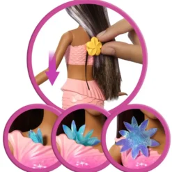 BARBIE SIRENE -POUPEEFLEURS MAGIQUES BRUNE