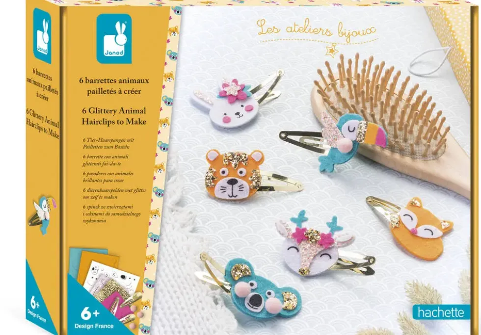 6 BARRETTES ANIMAUX PAILLETES A CREER
