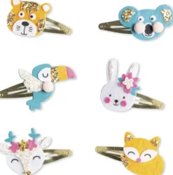 6 BARRETTES ANIMAUX PAILLETES A CREER