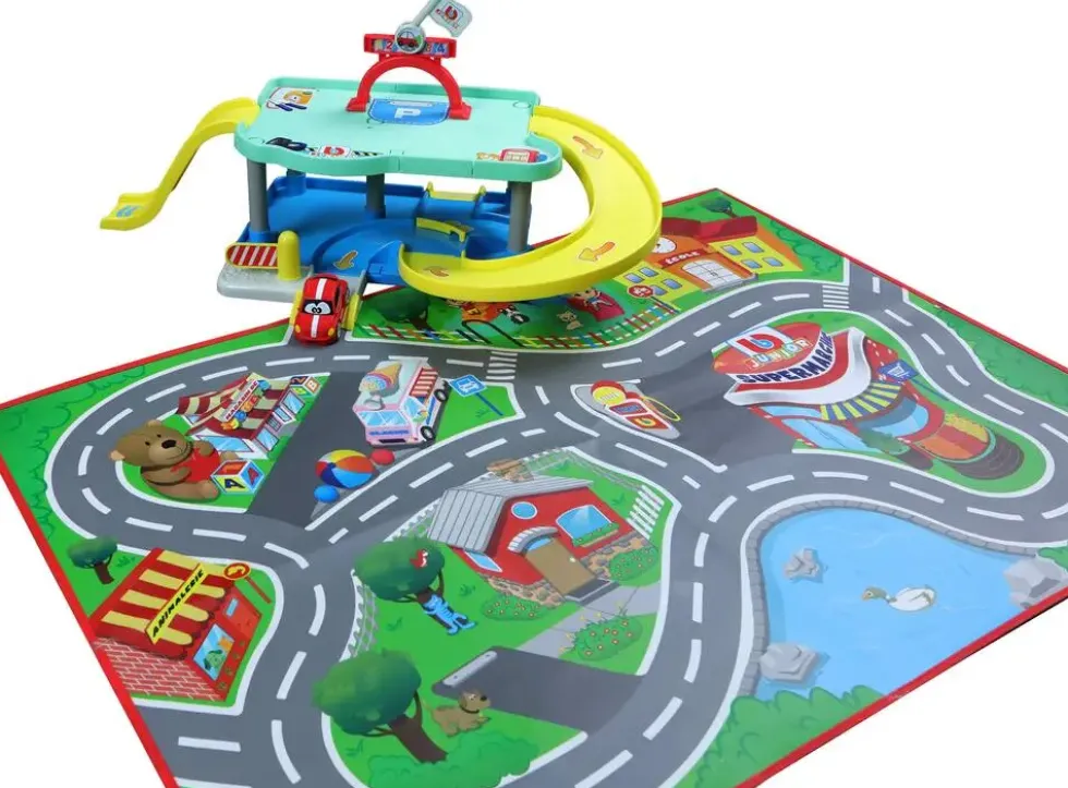 BB JUNIOR - MEGA PACK MON 1ER GARAGE BB JUNIOR / MON 1ER TAPIS + 1 VEHICULE
