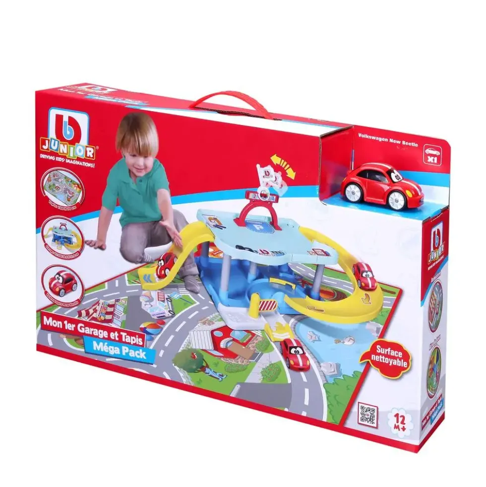 BB JUNIOR - MEGA PACK MON 1ER GARAGE BB JUNIOR / MON 1ER TAPIS + 1 VEHICULE