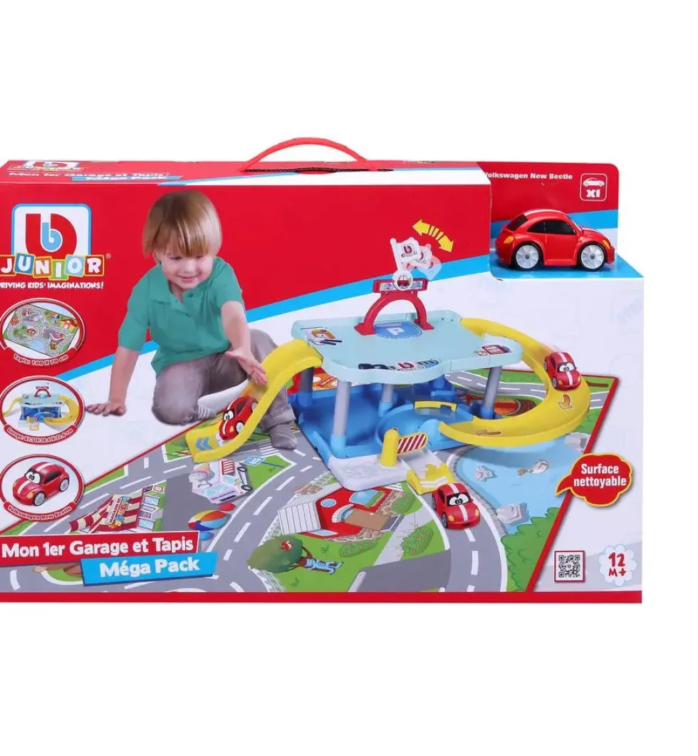 BB JUNIOR - MEGA PACK MON 1ER GARAGE BB JUNIOR / MON 1ER TAPIS + 1 VEHICULE