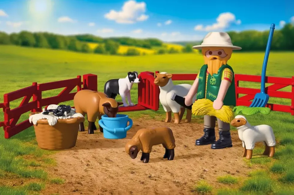 BERGER AVEC ENCLOS A MOUTONS & CHIEN 72169