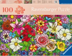 BIEN ETRE ET PUZZLE 100 PIECESFLEURS EN VITRAIL