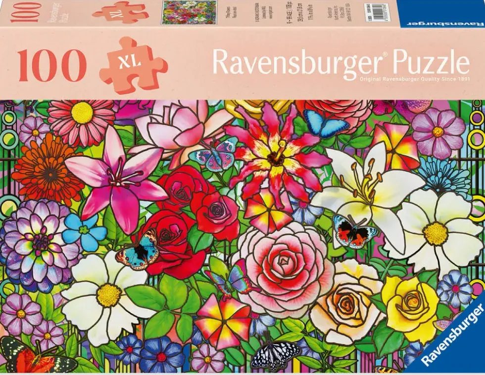 BIEN ETRE ET PUZZLE 100 PIECESFLEURS EN VITRAIL