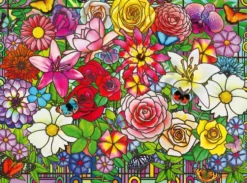 BIEN ETRE ET PUZZLE 100 PIECESFLEURS EN VITRAIL