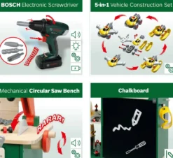 BOSCH - GRAND ETABLI EN BOIS AVEC VISSEUSE ELECTRONIQUE ET ACCESSOIRES