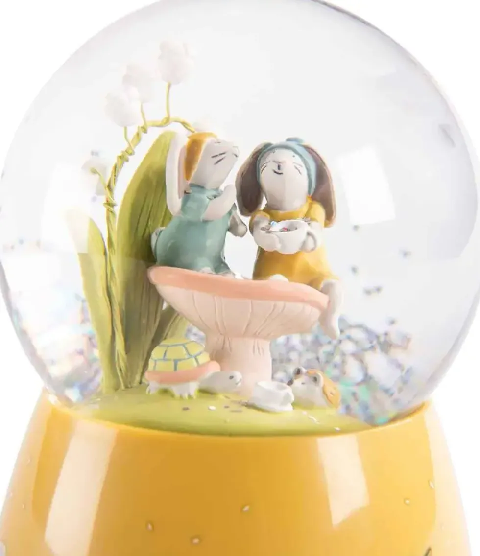 BOULE A NEIGE MUSICALE TROIS PETITS LAPINS