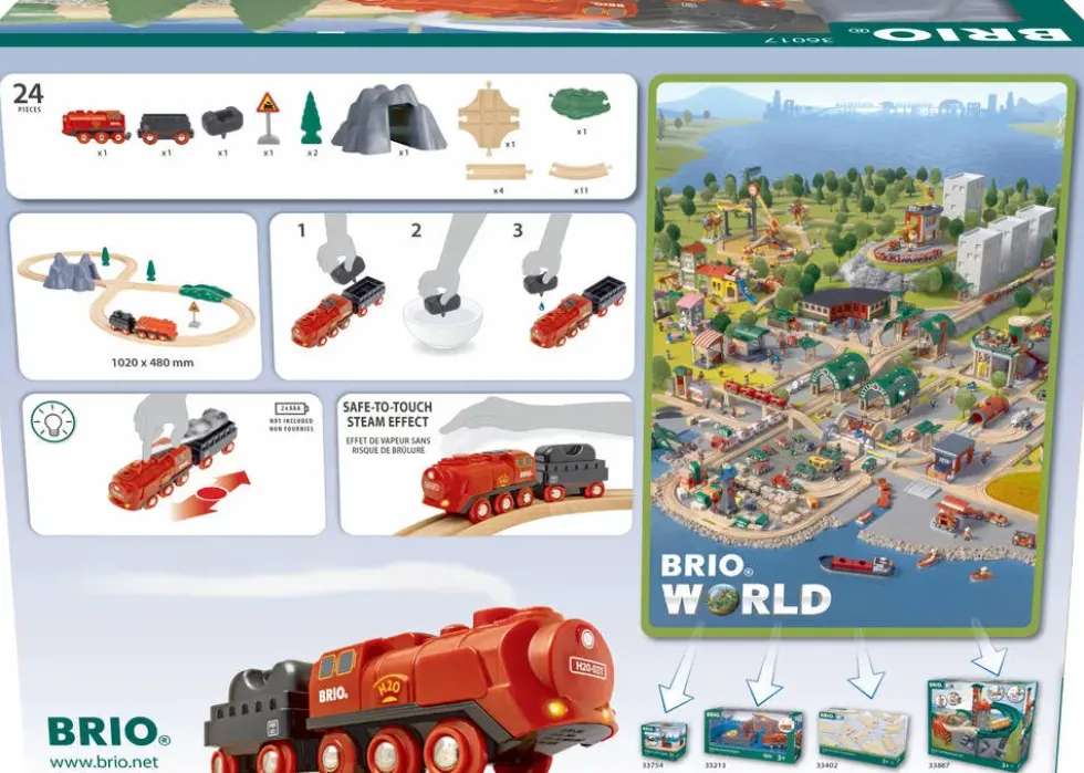 BRIO 7312350360172 - CIRCUIT LOCOMOTIVE A PILES A VAPEUR