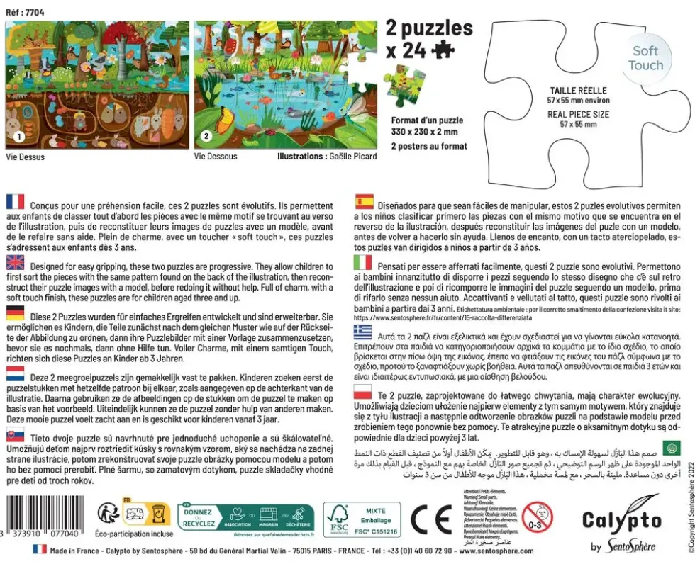 CALYPTO BY SENTOSPHERE - PUZZLE 24 PIECES X 2 - VIE DESSUS VIE DESSOUS