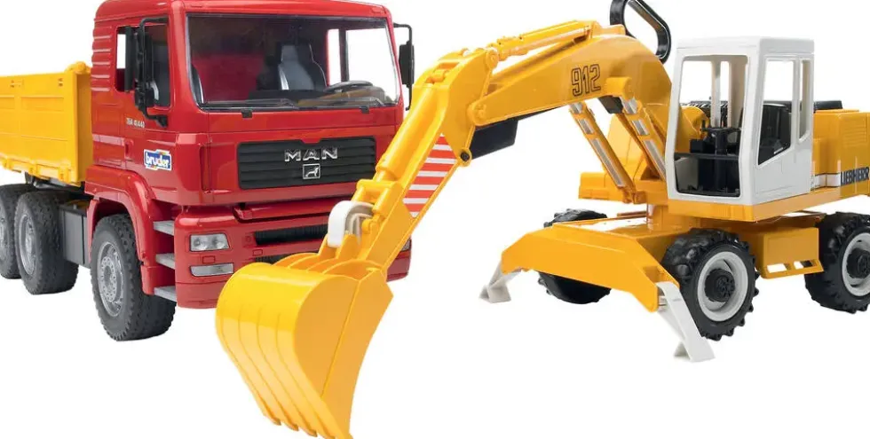 CAMION BENNE MAN AVEC PELLETEUSE LIEBHERR