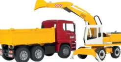 CAMION BENNE MAN AVEC PELLETEUSE LIEBHERR