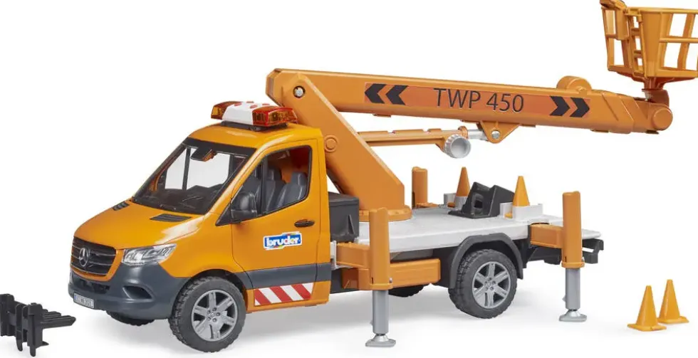 CAMION MB SPRINTER AVEC PLATEFORME DE TRAVAIL SON ET LUMIERE