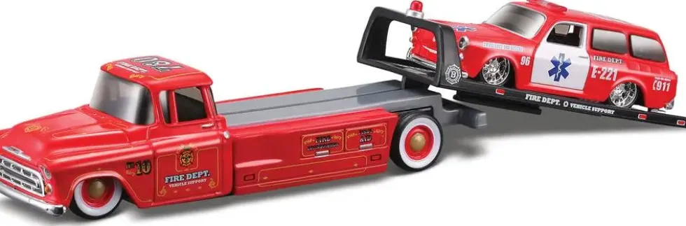 1/64 CAMION US AVEC REMORQUE ET VEHICULE - ELITE TRANSPORT E