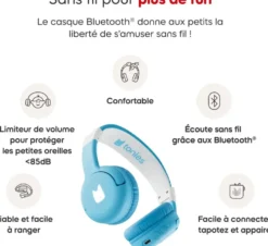 CASQUE BLUETOOTH - BLEU CIEL