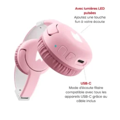 CASQUE BLUETOOTH - ROSE FLEUR