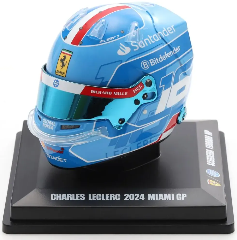 1/5 CASQUE CHARLES LECLERC - SCUDERIA FERRARI - GP F1 MIAMI 2024 - VERSION DELUXE