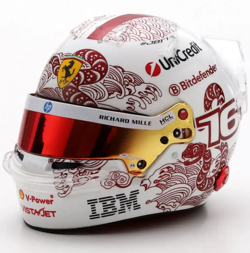 1/5 CASQUE F1 CHARLES LECLERC - SCUDERIA FERRARI HP - GP DE CHINE 2025