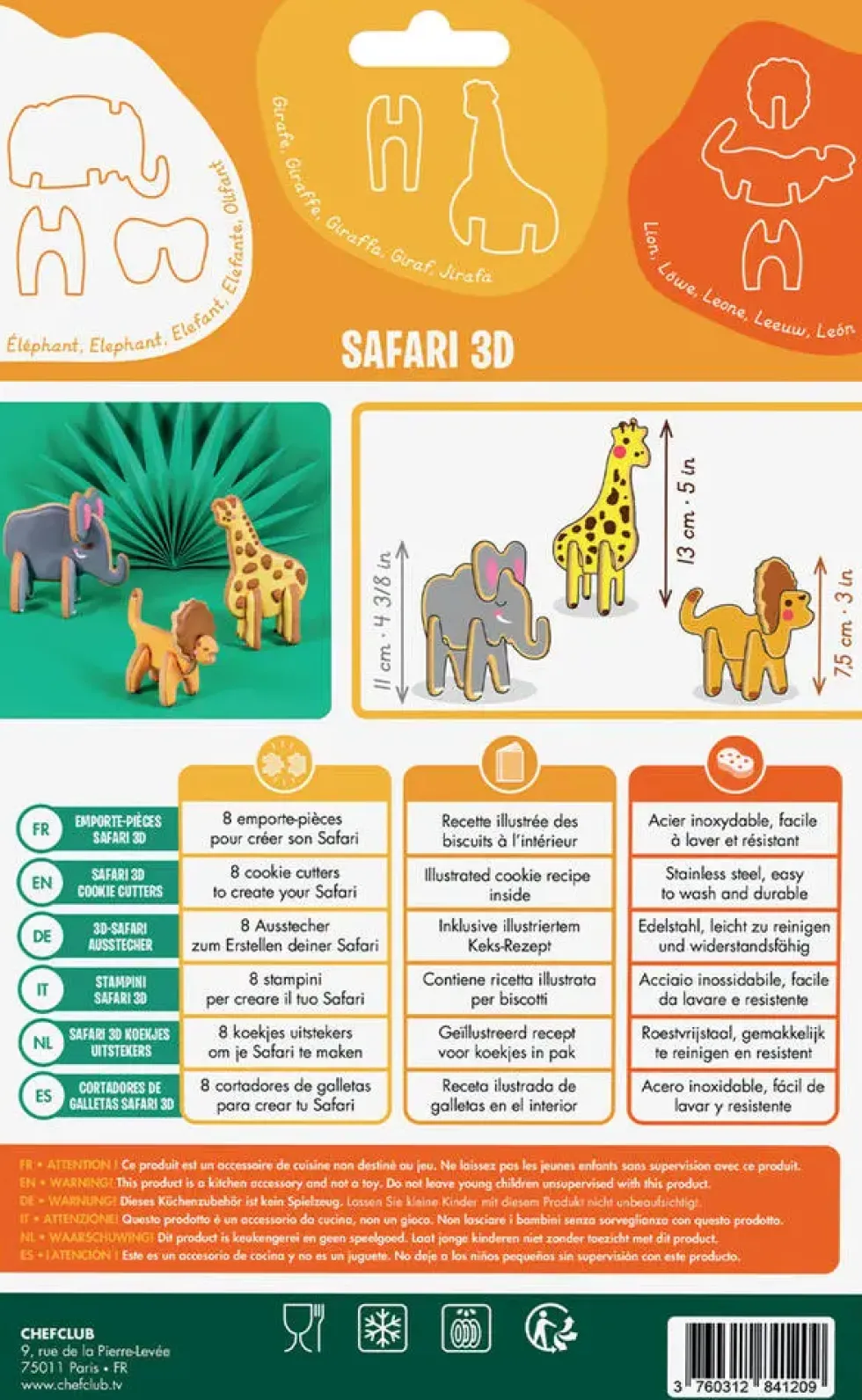 CHEFCLUB KIDS - EMPORTE-PIECES - LES BISCUITS SAFARI 3D