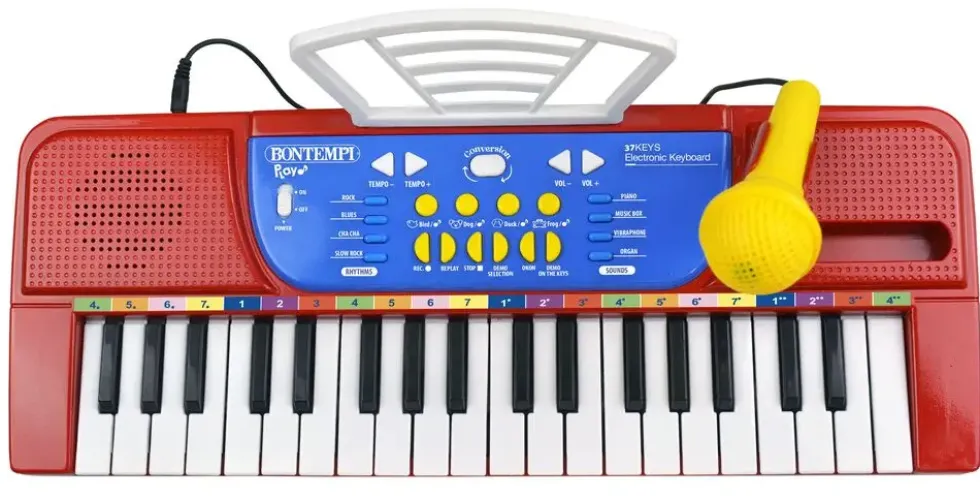 CLAVIER ELECTRONIQUE DE 37 TOUCHES AVEC MICRO, PIEDS ET TABOURET - 7 SONS