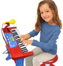 CLAVIER ELECTRONIQUE DE 37 TOUCHES AVEC MICRO, PIEDS ET TABOURET - 7 SONS