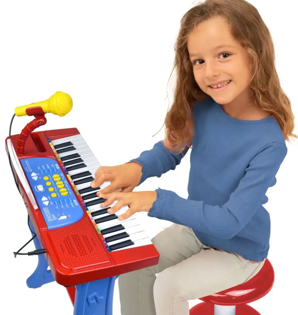 CLAVIER ELECTRONIQUE DE 37 TOUCHES AVEC MICRO, PIEDS ET TABOURET - 7 SONS