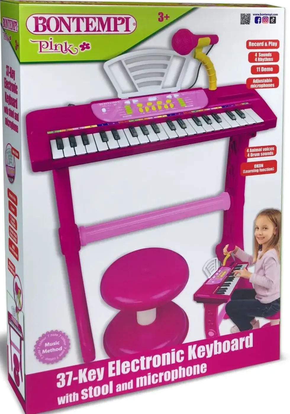 CLAVIER ELECTRONIQUE DE 37 TOUCHES AVEC MICRO PIEDS ET TABOURET7 SONS