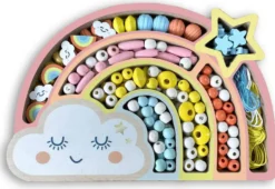 COFFRET ARC EN CIEL PERLES BOIS
