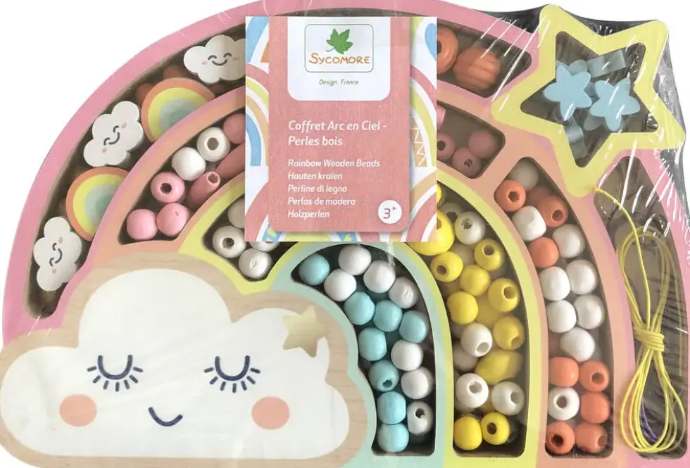 COFFRET ARC EN CIEL PERLES BOIS