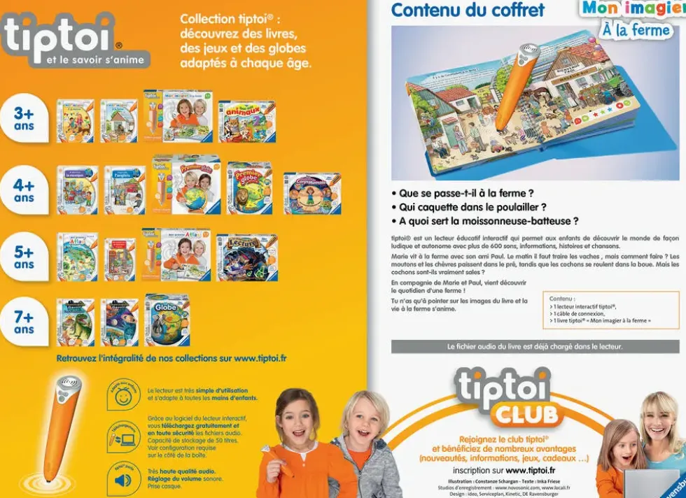 COFFRET COMPLET TIPTOI® LECTEUR INTERACTIF ET LIVRE IMAGIER A LA FERME