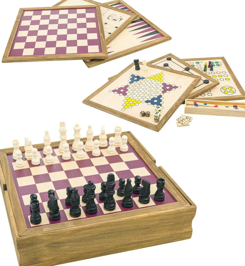 COFFRET JEUX EN BOIS 10 EN 1