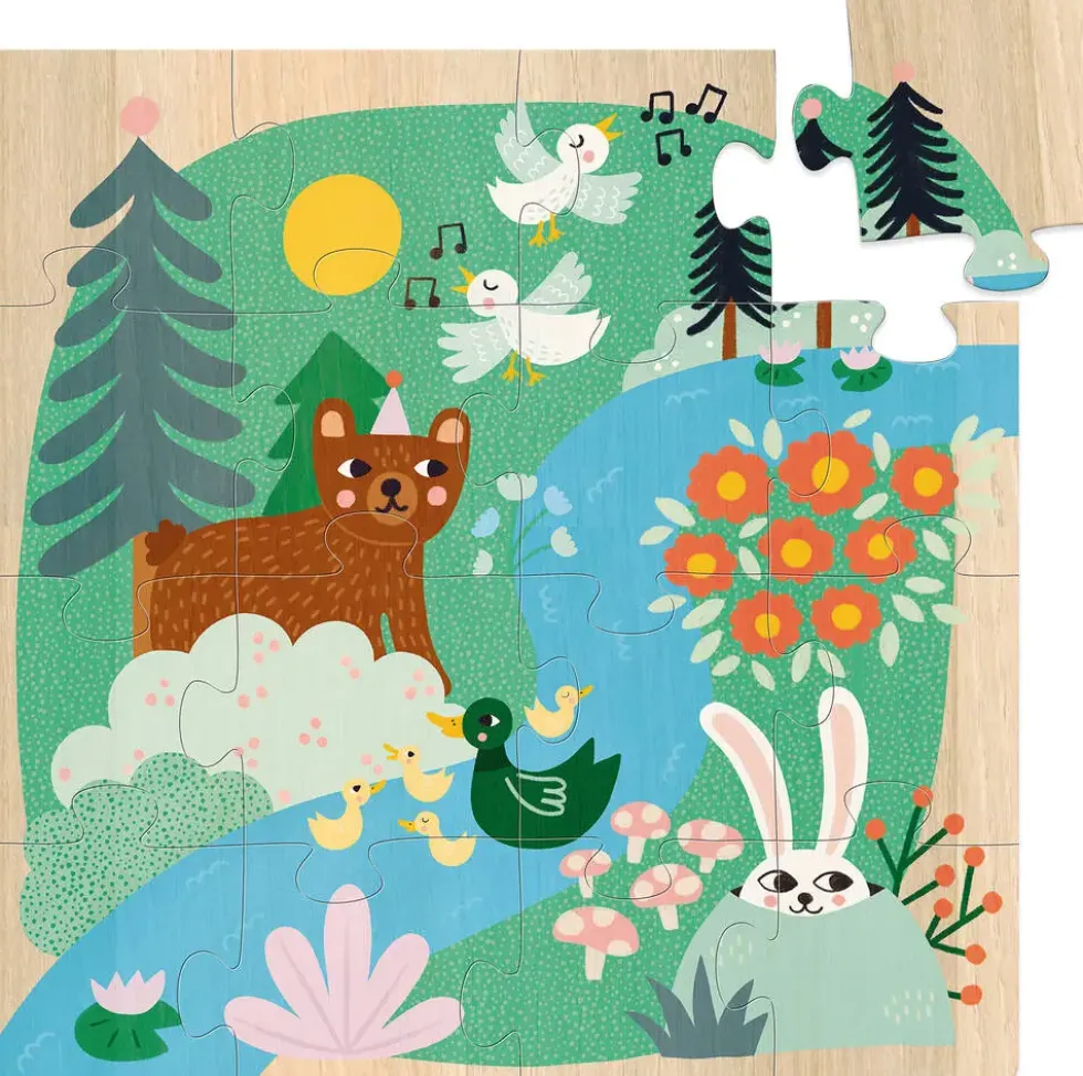 COFFRET PUZZLES EN BOIS 3X16 PIECES ANIMAUX DU MONDE