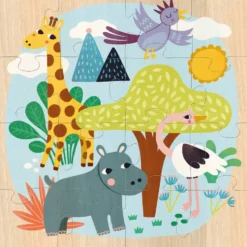 COFFRET PUZZLES EN BOIS 3X16 PIECES ANIMAUX DU MONDE