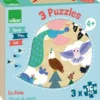 COFFRET PUZZLES EN BOIS 3X16 PIECES TERRE - MER - CIEL