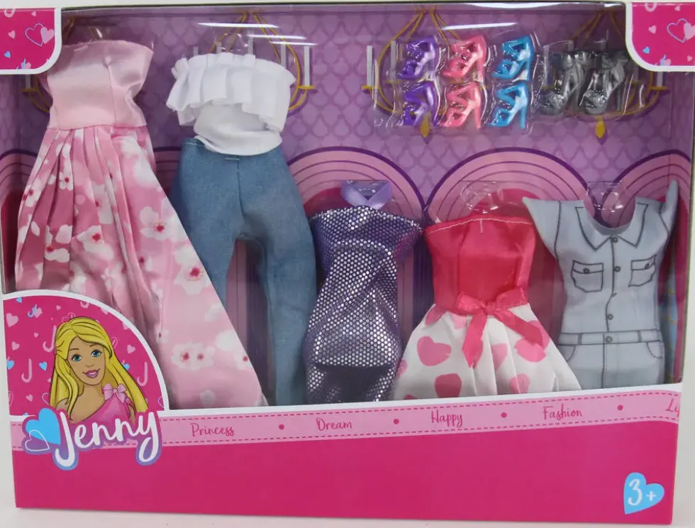 COFFRET 5 TENUES POUR POUPEE MANNEQUIN
