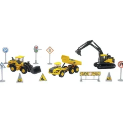 COFFRET T.P. VOLVO 3 ENGINS DE CHANTIER DIE CAST + ACCESSOIRES