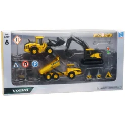 COFFRET T.P. VOLVO 3 ENGINS DE CHANTIER DIE CAST + ACCESSOIRES