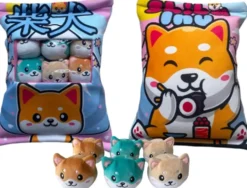 COUSSIN KAWAII AVEC 6 MINI SHIBA INU