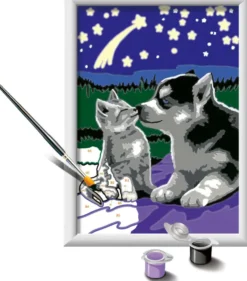 CREART KIDS13X18CMCHIOT HUSKY ET SON COMPAGNON LE CHATON