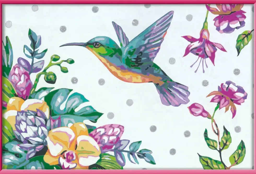 CREART KIDS31X21CMCOLIBRI ET FLEURS EXOTIQUES